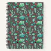 Carnet cactus and ladybutern pattern - black background (Devant)