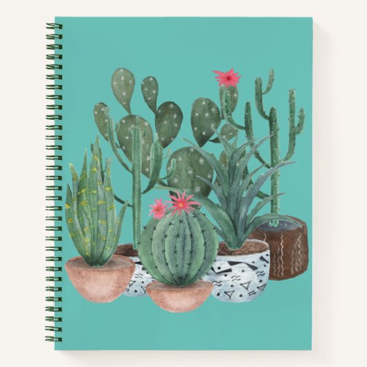 Carnet Cactus aquarelle. (Devant)