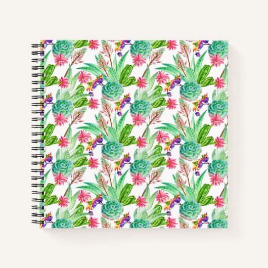 Carnet Cactus aquarelle brillante et Motif succulent (Devant)