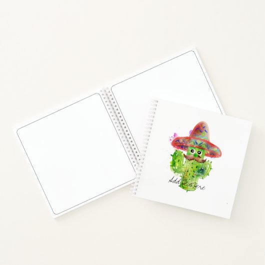 Carnet Cactus Art Mustache Casquette Fiesta AJOUTER TEXTE (Intérieur)