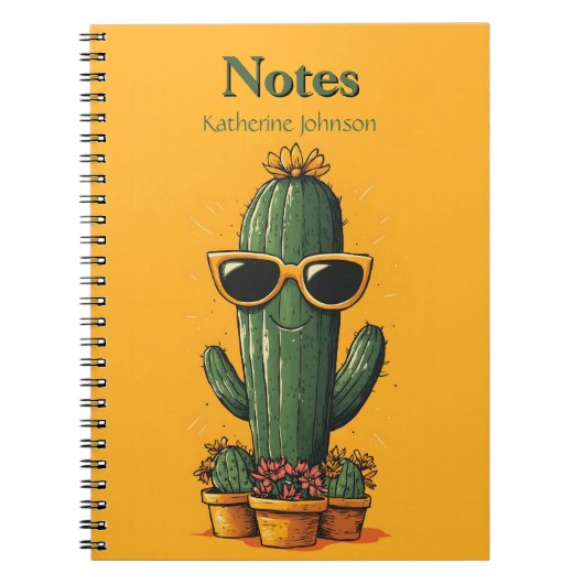 Carnet Cactus cool avec lunettes de soleil et fleurs (Devant)