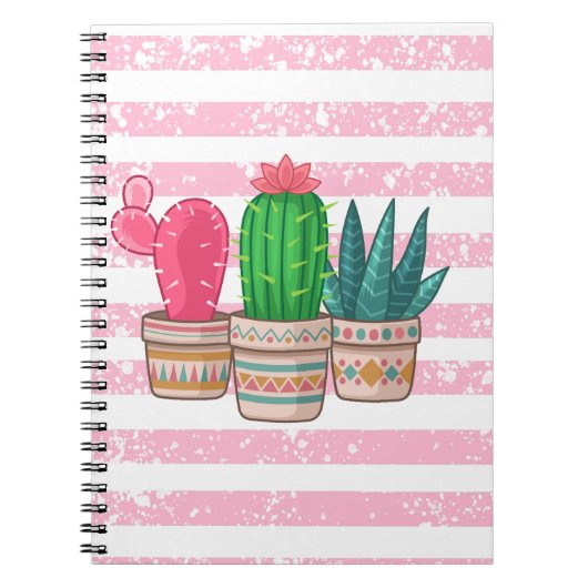 Carnet cactus dessinés à la main avec rayures arrière - p (Devant)