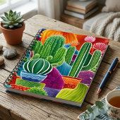 Carnet Cactus en pot abstrait