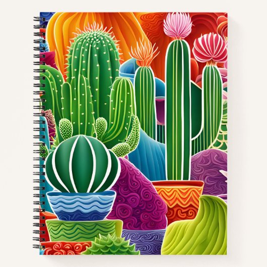 Carnet Cactus en pot abstrait (Devant)