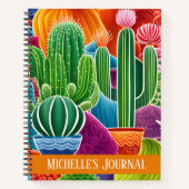 Carnet Cactus en pot abstrait avec texte de couverture (Devant)