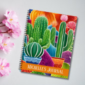 Carnet Cactus en pot abstrait avec texte de couverture