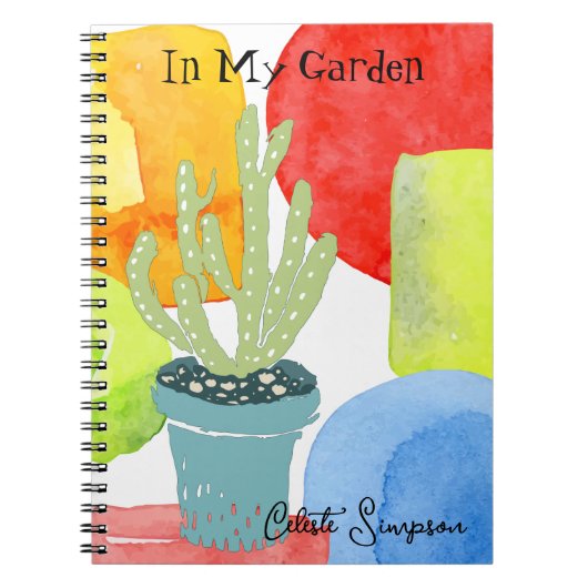 Carnet Cactus en pot coloré personnalisé (Devant)