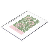 Carnet Cactus entrelacés linogravure vert sauge (Côté gauche)