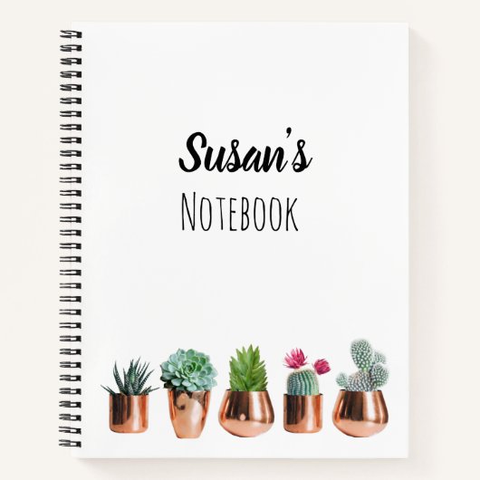 Carnet Cactus et succulents dans des pots d'or Roses (Devant)
