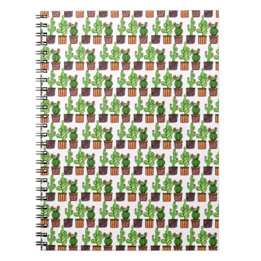 Carnet Cactus mignon d'aquarelle dans des pots (Devant)