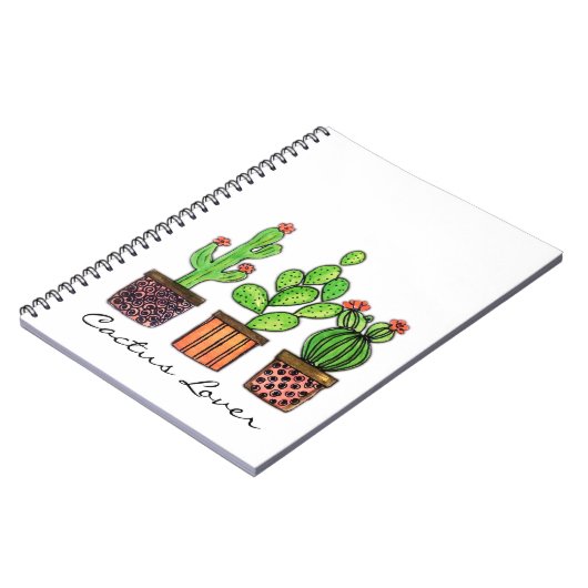 Carnet Cactus mignon d'aquarelle dans des pots (Côté gauche)