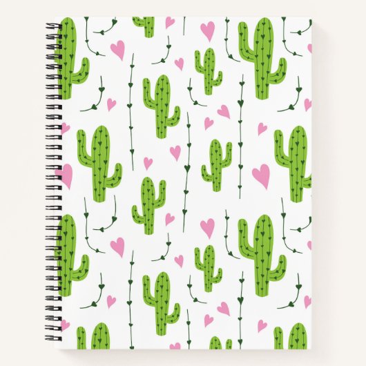 Carnet Cactus mignons avec le coeur en vert (Devant)