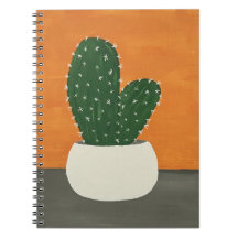 Cactus pointillés en acrylique orange et gris