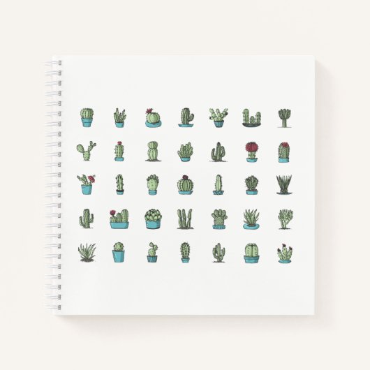 Carnet Cactus Succulentes Plantes Dessinées à la Main Bot (Devant)