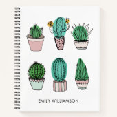 Carnet Cactus succulents illustration nom personnalisé (Devant)