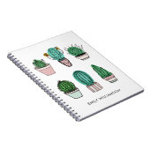 Carnet Cactus succulents illustration nom personnalisé (Côté Droit)