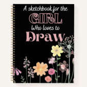 Carnet Cadeau À Une Fille Qui Aime Dessiner Floral (Devant)