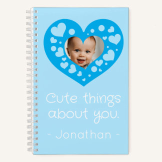 Carnet Cadeau cadre photo bébé garçon coeur bleu mignon