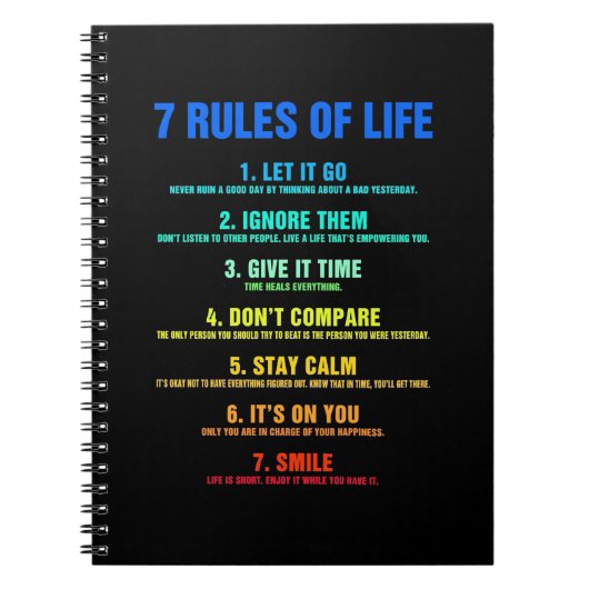 Carnet Cadeau d'anniversaire 7 Règles de vie (Devant)