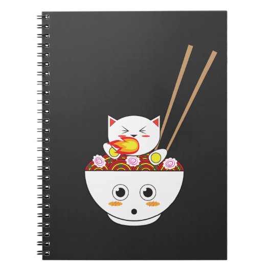 Carnet Cadeau de Kawaii de chat de Ramen pour Otakus (Devant)