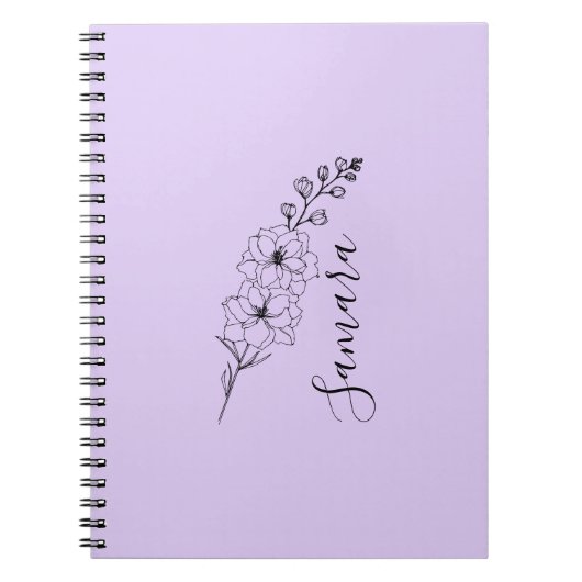 Carnet Cadeau personnalisé juillet Fleur de naissance Del (Devant)