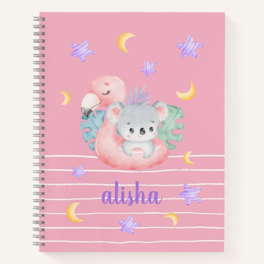 Carnet Cadeau rose mignon pour enfants Nom personnalisé (Devant)