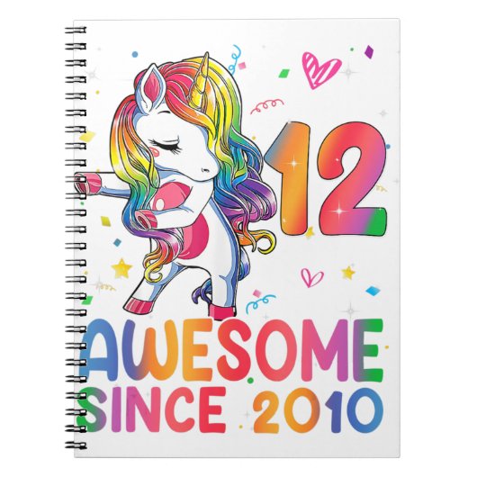 Carnet Cadeaux de 12 ans Filles Ados Dabbing Unicorn 12e (Devant)