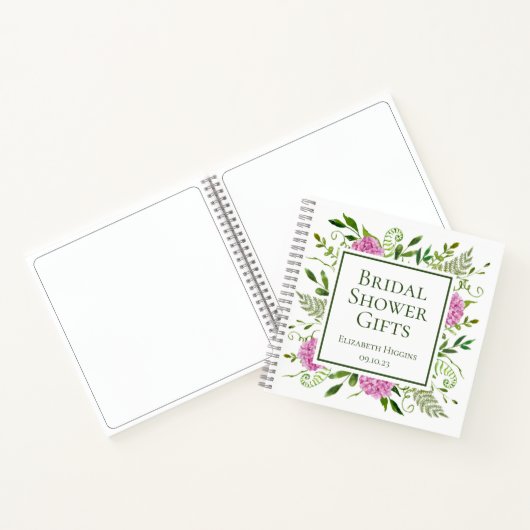 Carnet Cadeaux de Baby Shower Rose avec Hydrangeas (Intérieur)