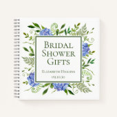 Carnet Cadeaux de Fête de Fiançailles aux Hortensias Bleu (Devant)