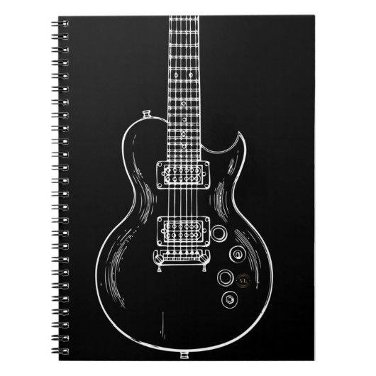 Carnet Caderno Espiral com guitarra (Devant)