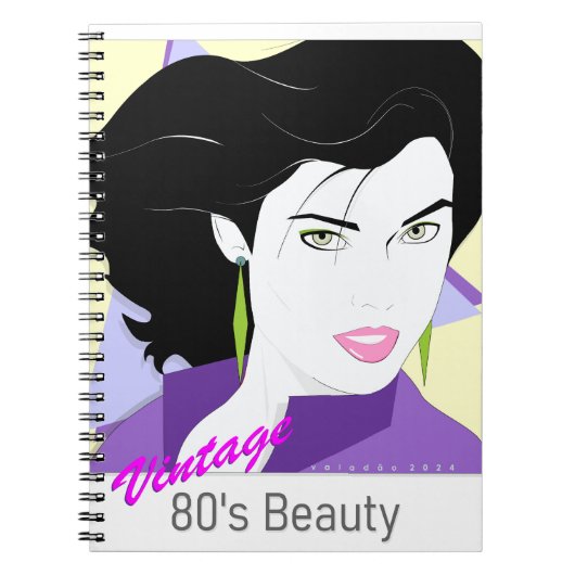 Carnet Caderno Espiral - com rosto de mulher 80s Style (Devant)