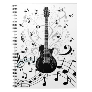 Carnet Caderno Espiral musique com guitarra