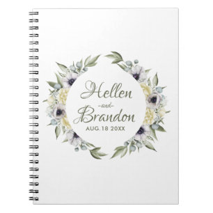 Carnet Cadre de fleurs blanches et pêche