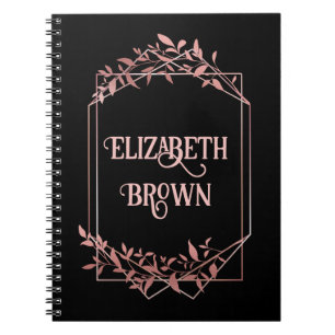 Carnet Cadre élégant en or rose sur fond noir