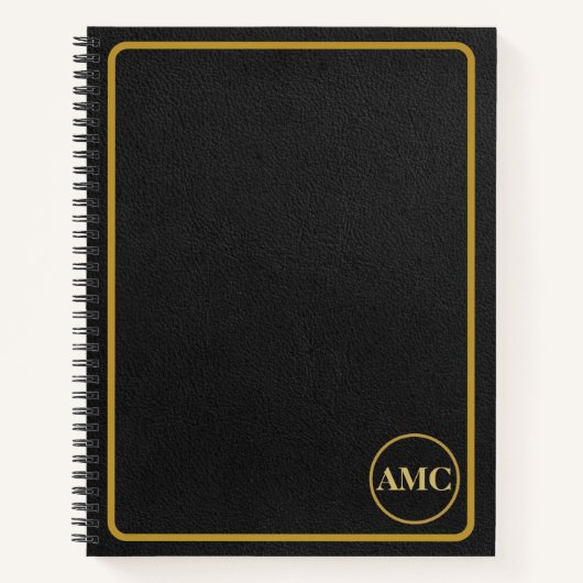Carnet Cadre en cuir noir or (Devant)