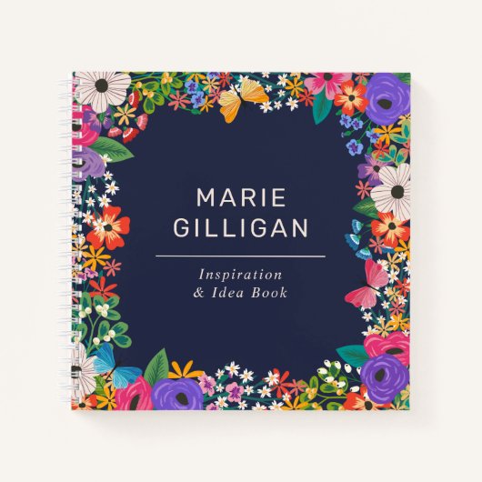 Carnet Cadre floral vibre avec papillons (Devant)