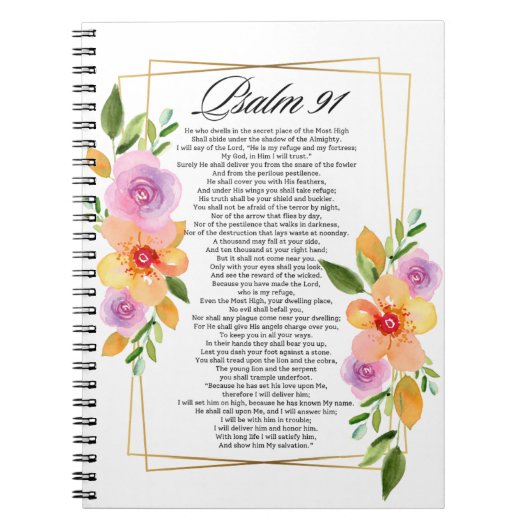Carnet Cadre géométrique floral Psalm 91 (Devant)