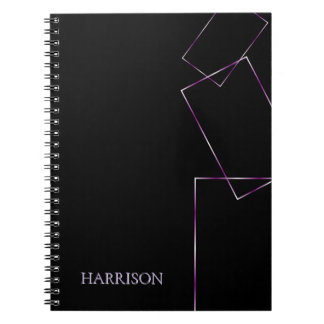 Carnet Cadre géométrique noir lilas personnalisé