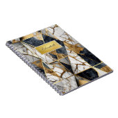 Carnet Cadre Or moderne, Marbre Géométrique Noir (Côté Droit)