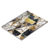 Carnet Cadre Or moderne, Marbre Géométrique Noir (Côté gauche)