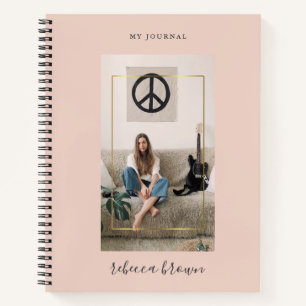 Carnet Cadre Or Moderne Rose Personnalisé avec Écriture M