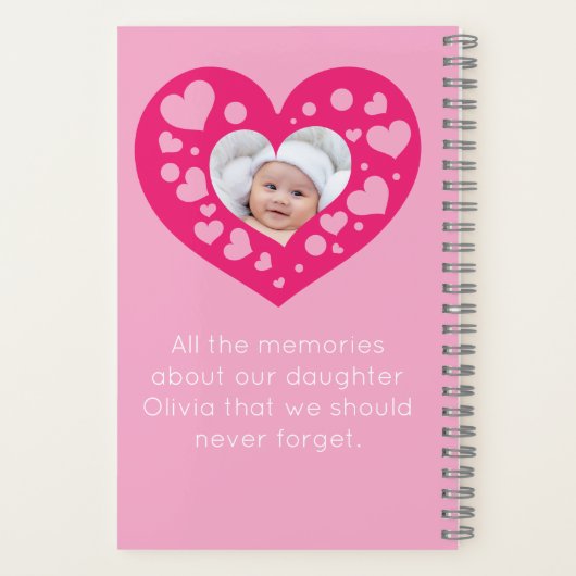 Carnet Cadre photo de cœur rose mignon souvenir (Verso)