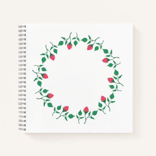 Carnet Cadre rond fleuri avec fleurs roses (Devant)