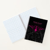 Carnet Cadre rose chaud et damier noir (Intérieur)