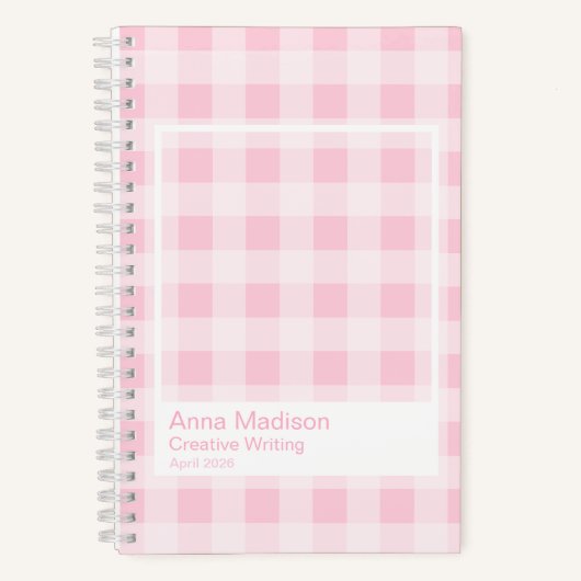 Carnet Cadre Transparent Gingham Rose Pâle (Recto)