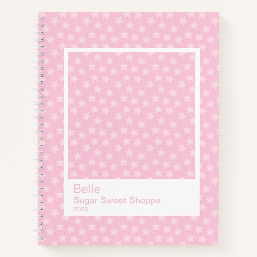 Carnet Cadre transparent large avec étoiles jetées roses (Devant)