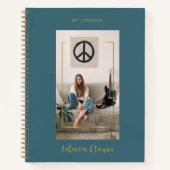 Carnet Cadre Turquoise d'or bleu manuscrit moderne (Devant)