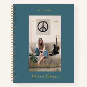 Carnet Cadre Turquoise d'or bleu manuscrit moderne