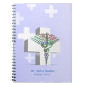 Carnet Caducée 3D holographique Croix Blanche médicale (Devant)