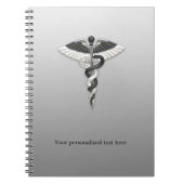 Carnet Caducée Classe Noble Médical Élégant Noir Blanc (Devant)